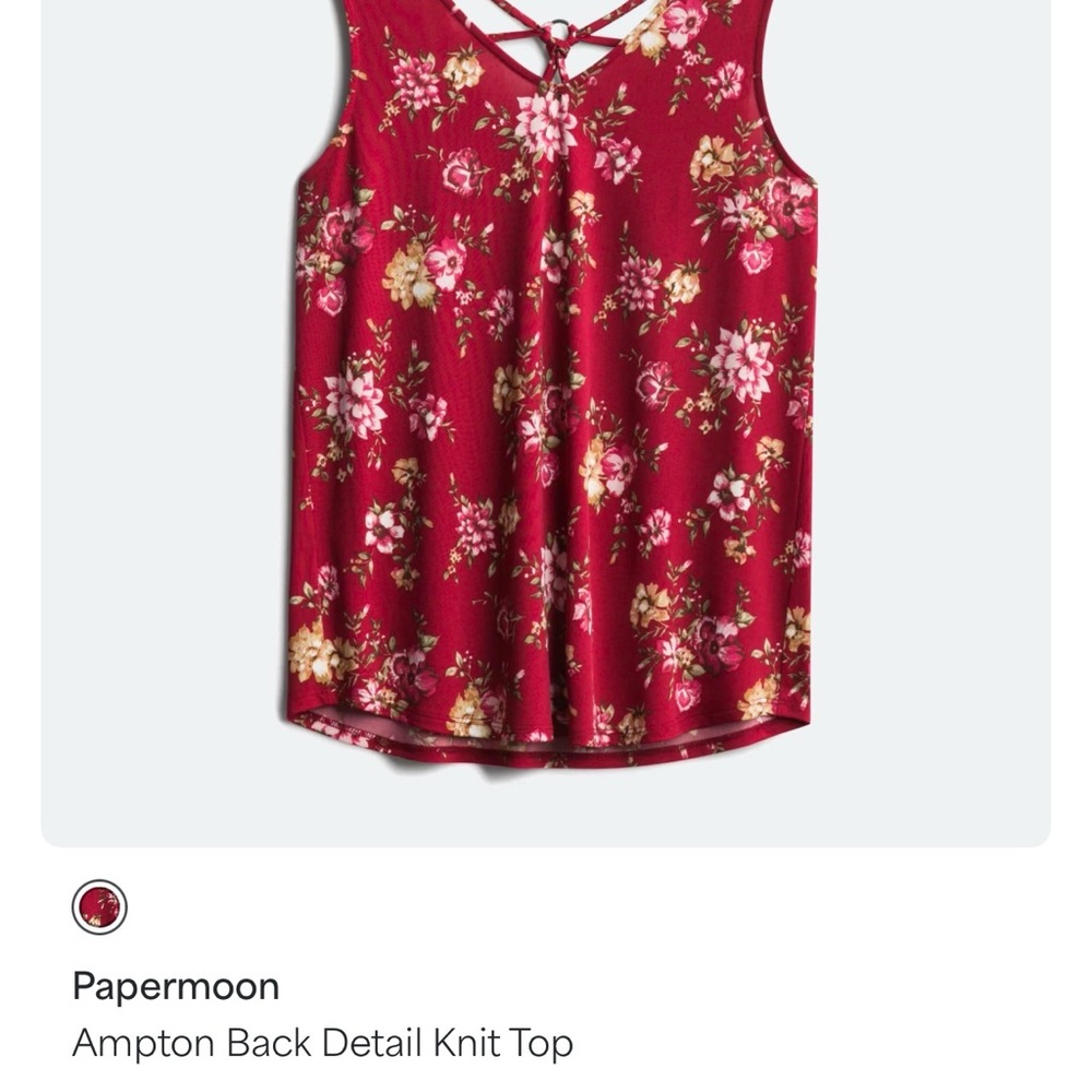 Papermoon Ampton Back Detail Red Floral Knit Top